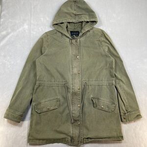 Lucky Brand Jacket Womens Small Green Hooded Utility Coat Full Zip Military